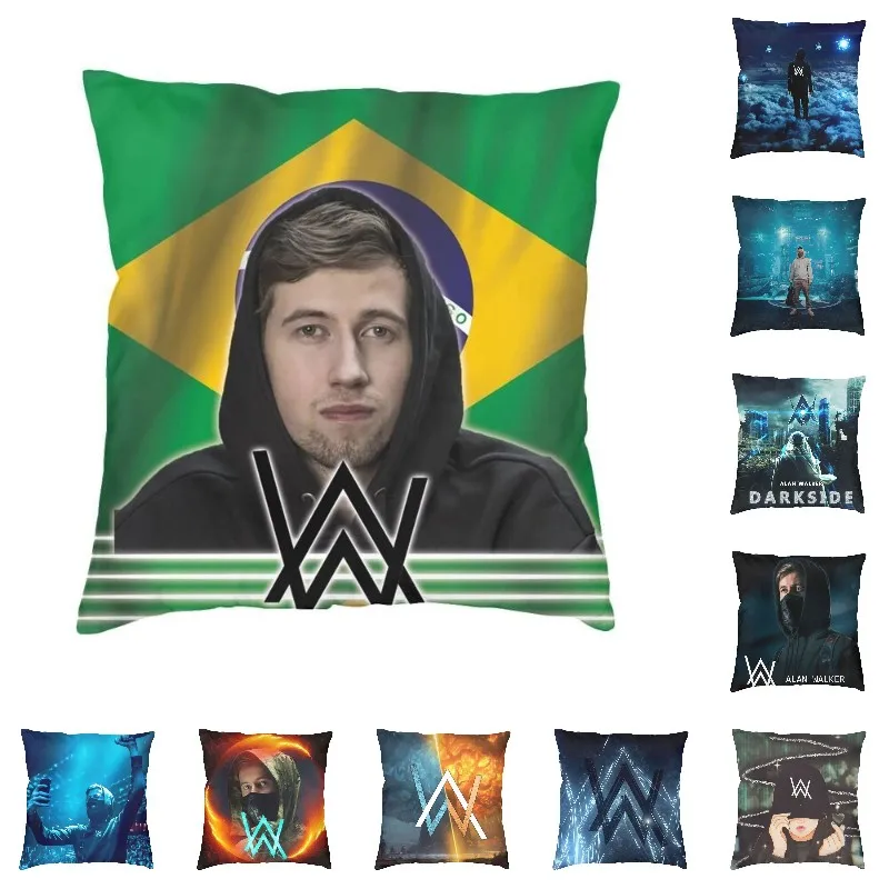 Alan Walker Pillow Case 45x45cm Decor Home DJ Dance Music Producer Modern Cushion Cover Car Double-Sided Printing Pillowcase