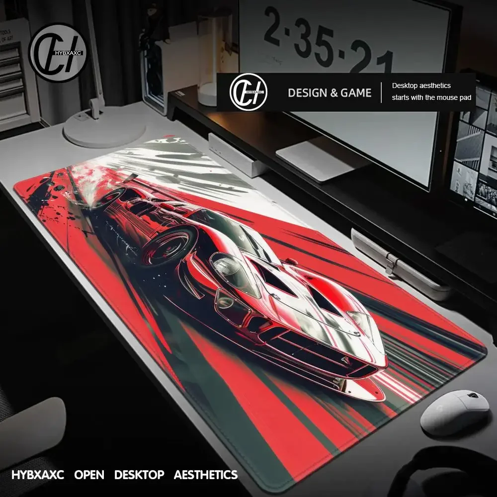 لوحة ماوس لسيارة السباق لطيفة عالية الدقة لوحة مكتب باللونين الأسود والأحمر ممتدة لوحة مفاتيح الألعاب كبيرة الحجم 100 × 50 سم XXL لوحة ماوس الألعاب