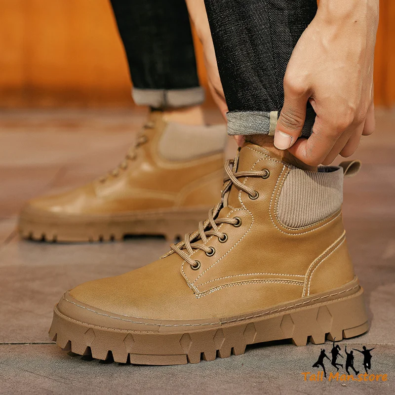 Men Ankel Boots Height Increase Insole 6cm Man Elevator Shoes Outdoor Plus Size 38-48
