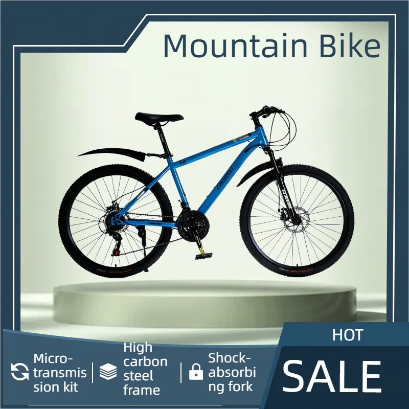 

26-дюймовый горный велосипед из высокоуглеродистой стали с несколькими передачами, механическими дисковыми тормозами, велосипед начального уровня для взрослых