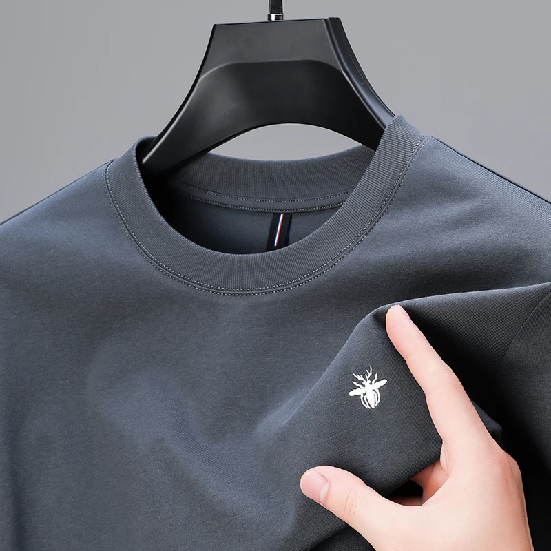 Designer Original Men's Long Sleeve T-Shirt Crew Neck Chest Embroidery Soft Breathable Cotton Casual Basic Top Men's Clothing