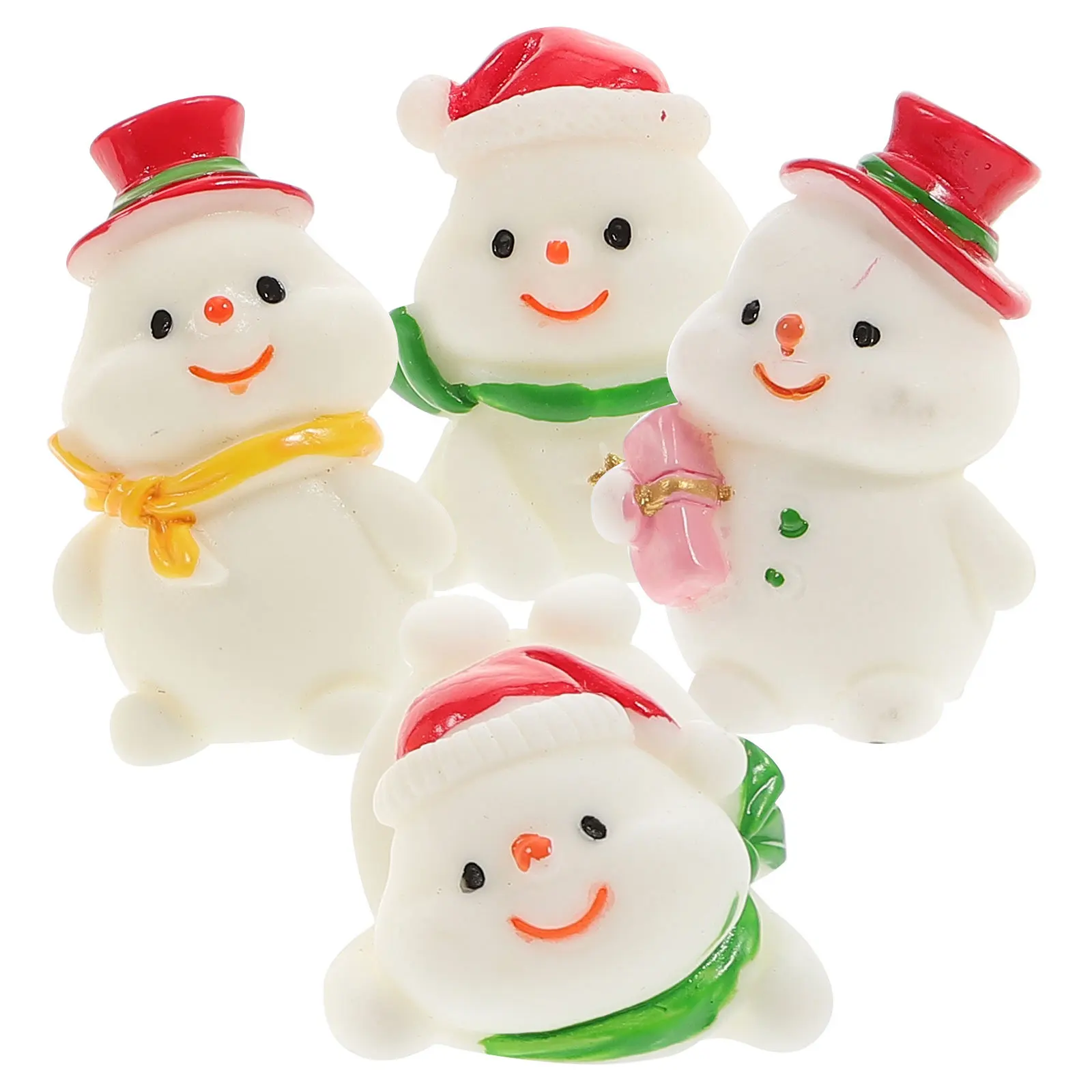 

4Pcs Miniature Resin Snowman Set Christmas Decorative Micro Landscape Christmas Tabletop Ornaments Miniature Snowman