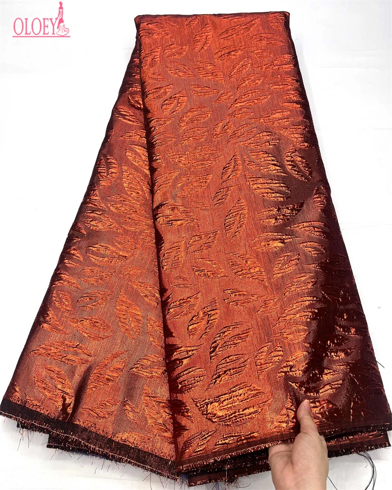 

High Quality Nigerian Flower Floral Damask Tissu Fabrics For Wedding Gold African Brocade Jacquard Lace Fabric