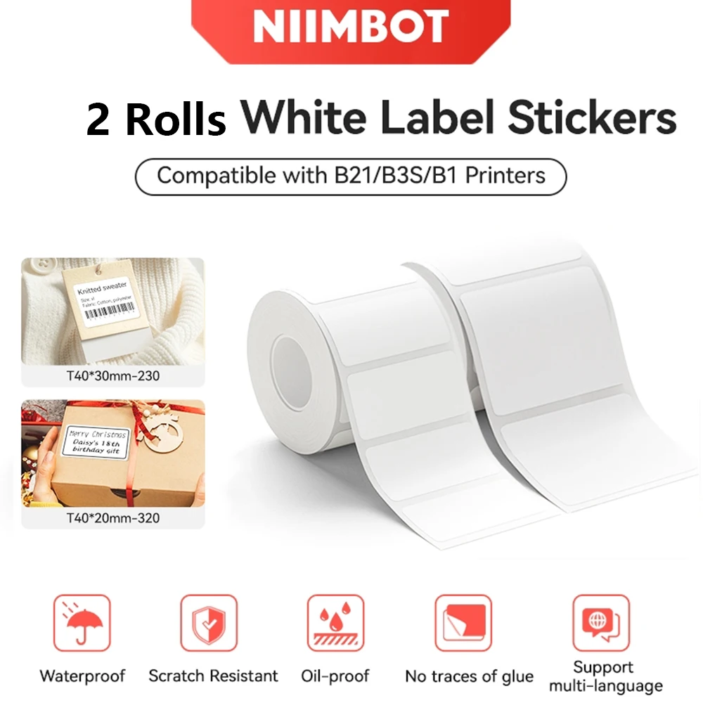 

Niimbot Labels White Square Round Label Paper Self-Adhesive Stickers Thermal Paper For B1/B21/B3S Label Printer Waterproof Label