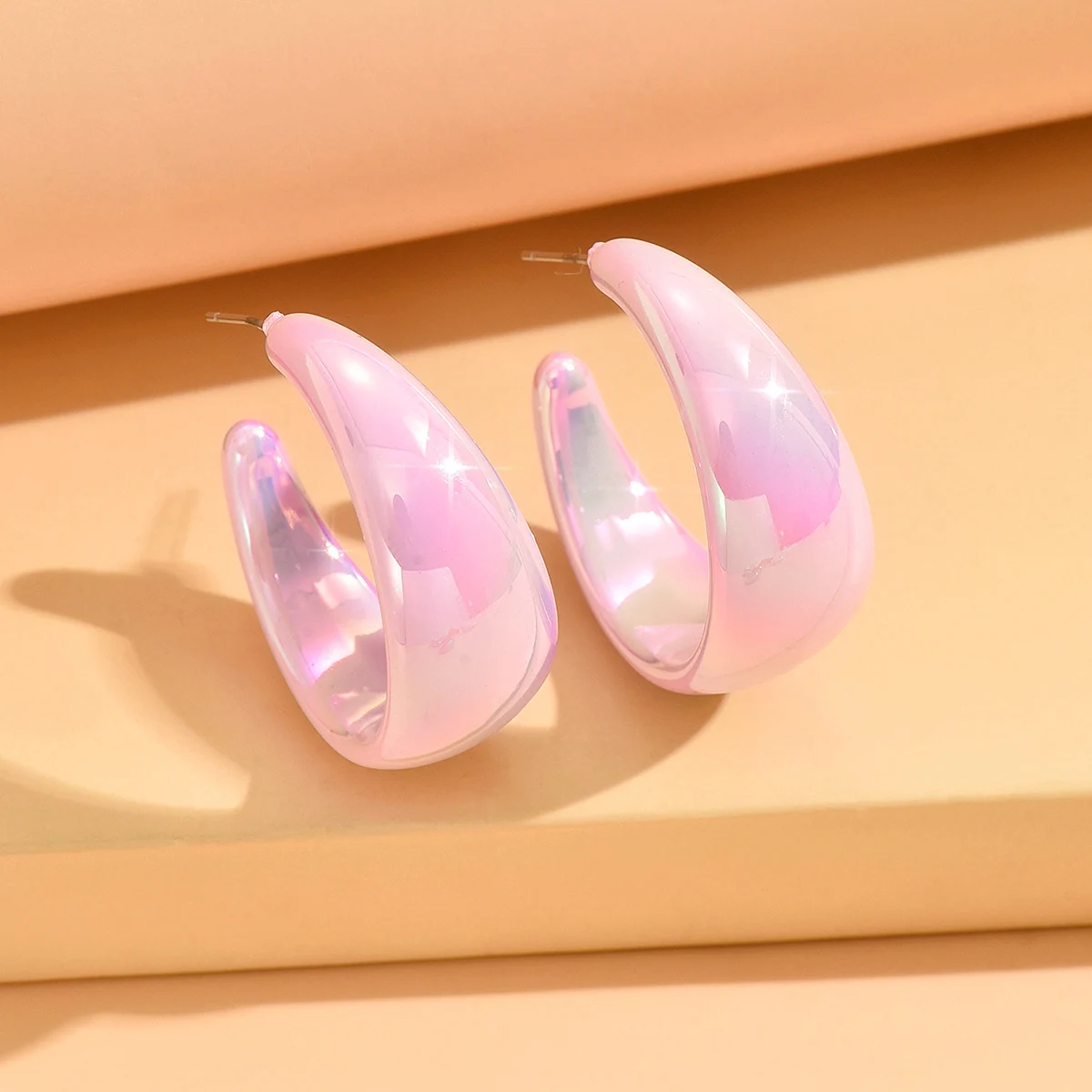Mode Koreanische AB Farben Breite C-Typ Hoop Ohrring Frauen Vintage Unregelmäßige Baumeln Ohrringe Für Weibliche Partei Schmuck – Detail 12