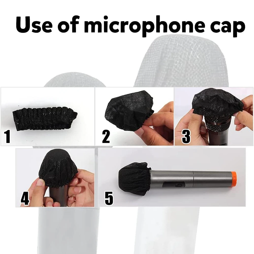 

200 Pcs Microphone Cover, Non-Woven Handheld Microphone Windscreen,Clean And No-Odor Mic Covers (Black)