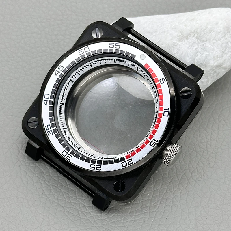 Mod 42mm Schwarzes Quadratisches Piloten-Cockpit-Gehäuse mit Transparenter Rückseite Passend für NH34 NH35 NH38 NH36 4R 7S Uhrwerk Saphirglas Uhrengehäuse-Teil – Detail 11