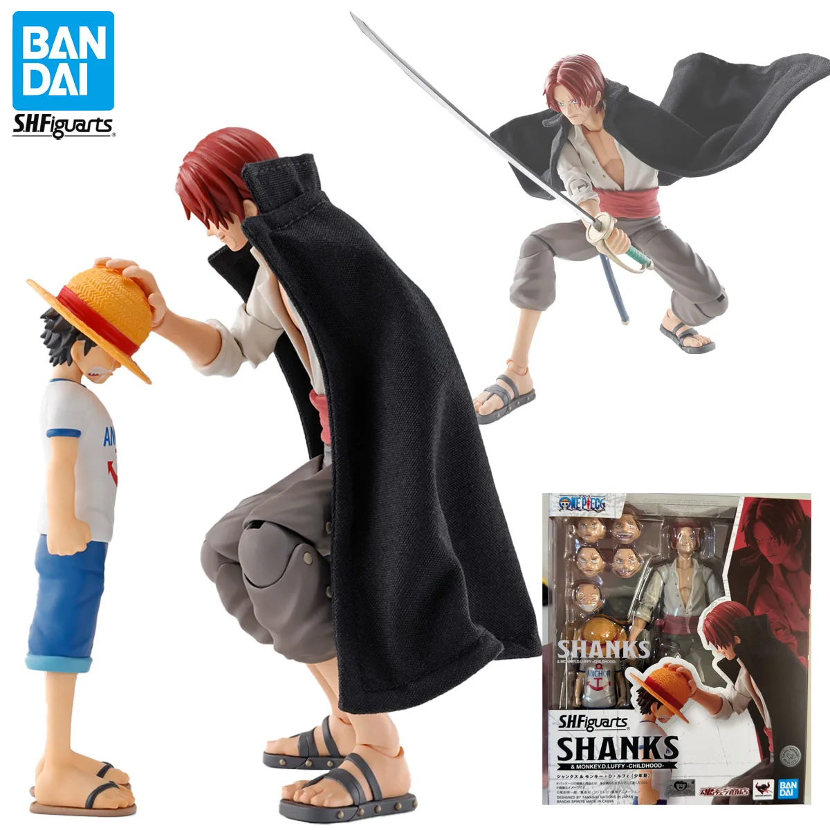 

Original in Stock Bandai Spirits S.H.Figuarts One Piece - Akagami No Shanks Monkey D. Luffy Childhood Anime Figure Action Figure