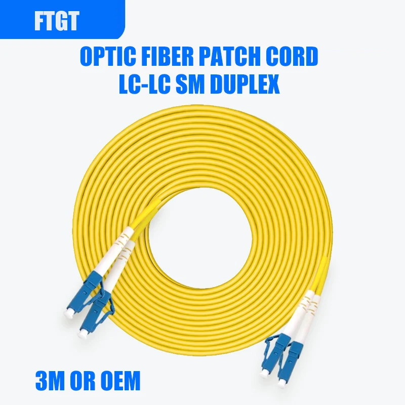 Optical Fiber Patch Cord 9/125 G652D Simplex LCUPC To LCUPC SM SX 9/125um 2/3M Pigtail FTTH Optic Patch Cord Cable Jumper 2.0