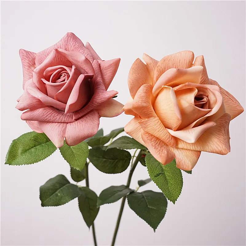 5Pcs Autumn Moisturizing Austin Rose Artificial Flowers Real Touch Roses Bridal Bouquet Wedding Decor Home Party Floral Display