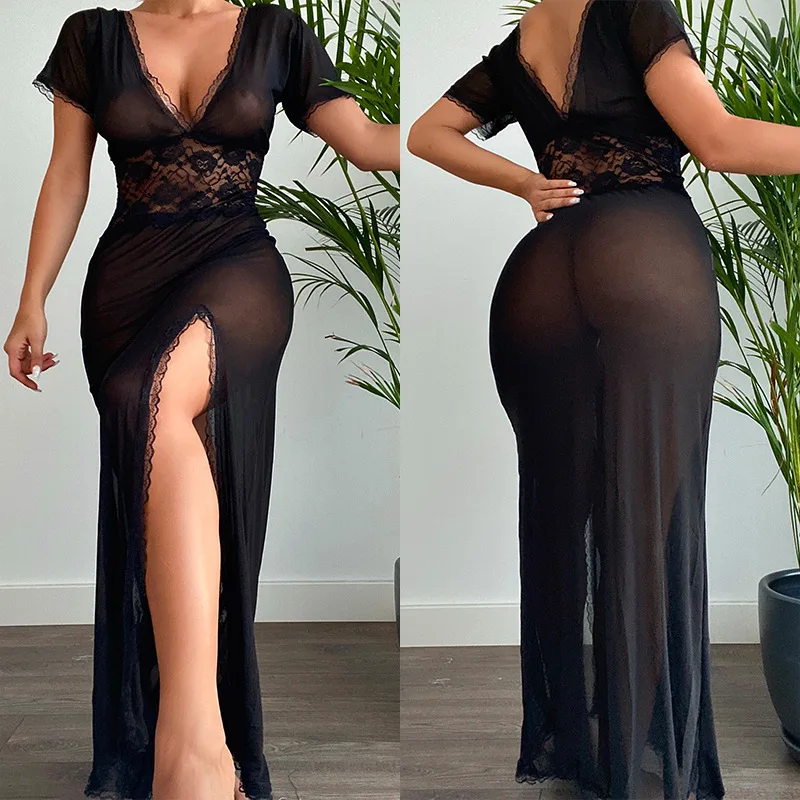 

Women's Nightdress Pajamas for Women Sexy Backless Dress Sheer Lace Slit Adult Clothing Sexy Nighties Lingerie Erotic Outfits