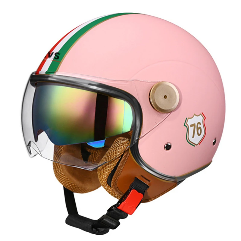 Lichtgewicht vintage motorhelm met dubbel vizier Motorrijden 3/4 open halve helm Retro Casco Moto 3C & Dot