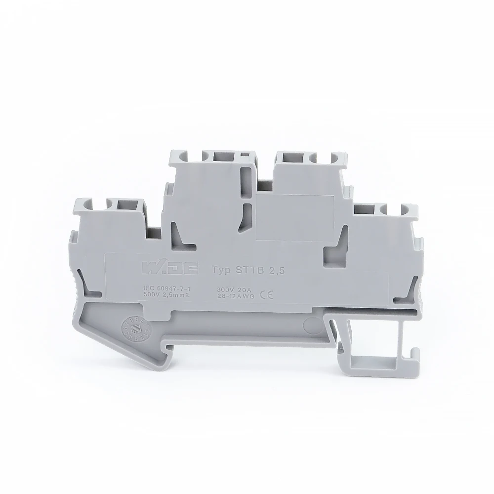 Din Rail Terminal Block STTB-2.5 Electrical Wiring Connectors Double Layer Spring Connection Connector Wire Conductors 10pcs