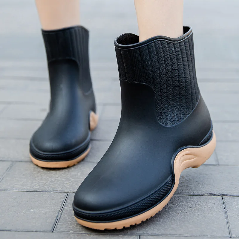 New Ladies Comfortable Rain Boots Outdoor Non-slip Waterproof Women\'s Shoes Fashion Daily Warm Rain Boots Rubber Overshoes