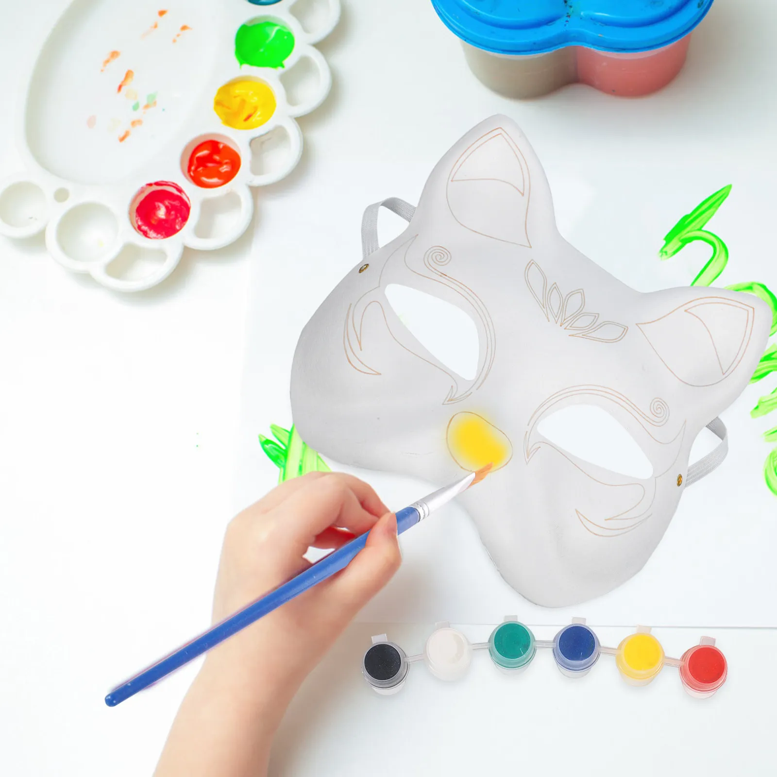 Unpainted Cat Face Mask White Paper Pulp DIY Blank Masquerade Mask for Adults Art Craft Painting Masquerade Accessories Party
