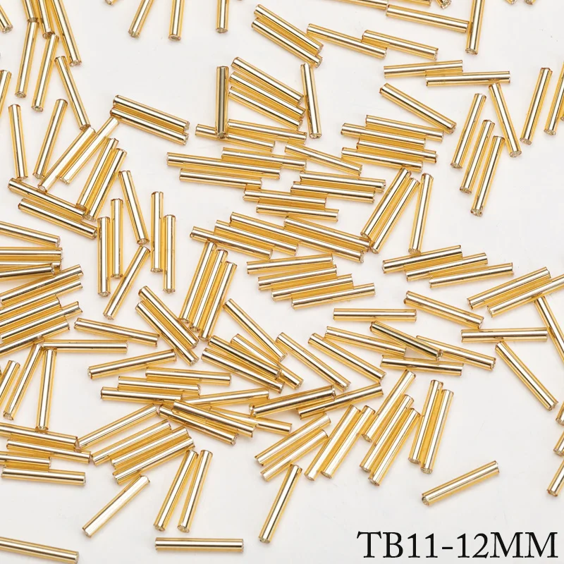 20grams Glass Tube Beads Loose Beads Gold-Color 6MM/9MM/12MM/30MM Boho Long Tube Bead DIY Clothing Accessories Beading Material