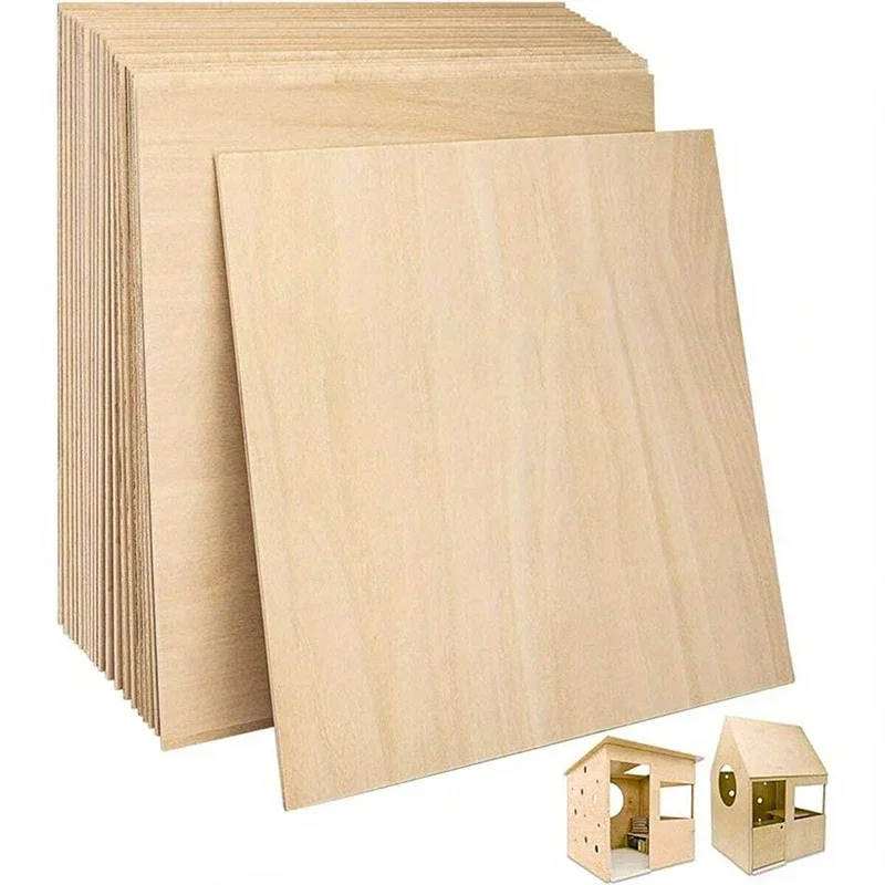 12 Uds hojas de madera para manualidades hojas de madera gruesas con superficies lisas para corte láser, quema de madera, modelos arquitectónicos