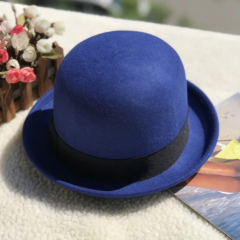 New Vintage British Style Wool Felt Hat for Women - Korean Fashion Curved Brim Casual Wool Bowler Cap