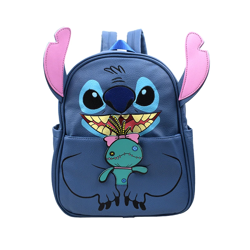 High Quality Lilo and Stitch Backpack Cool Design Full PU Leather School Bag for Girls