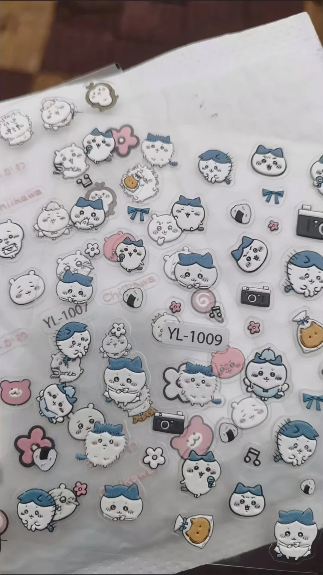 Chiikawa Nail Art สติกเกอร์การ์ตูนน่ารัก レ Hachiware USAGI かตัวการ์ตูน 3D สติกเกอร์ลายนูนกันน้ํา か