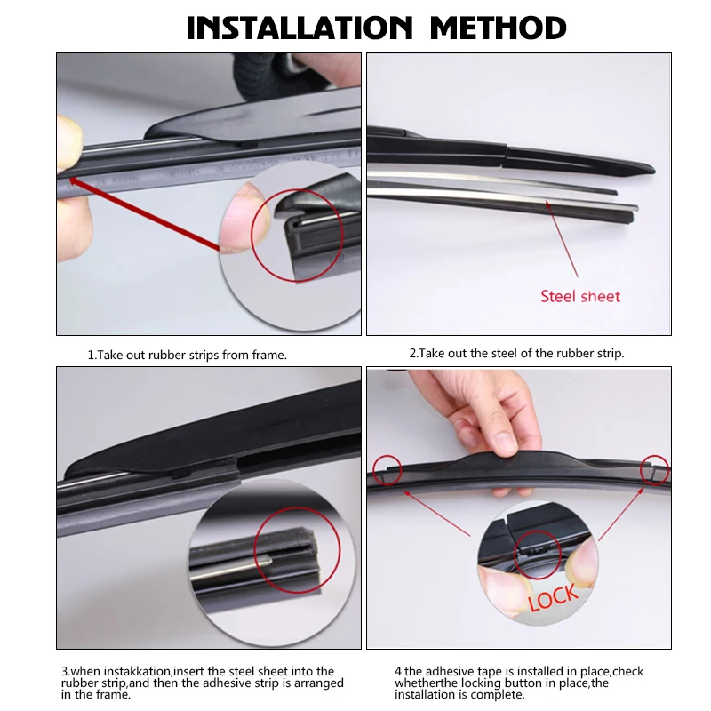 BAMOST-Auto Car Wiper Strips, Veículo Insert Rubber Strip, 14 \