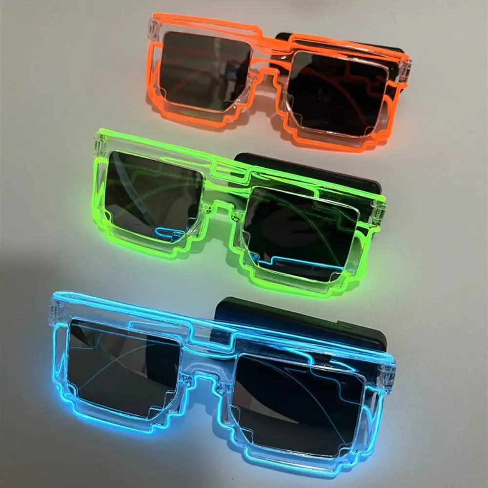 Gift Plastic Mosaic Luminous Glasses Wireless Fun LED Fluorescent Sunglasses Party Supplies Neon Glasses