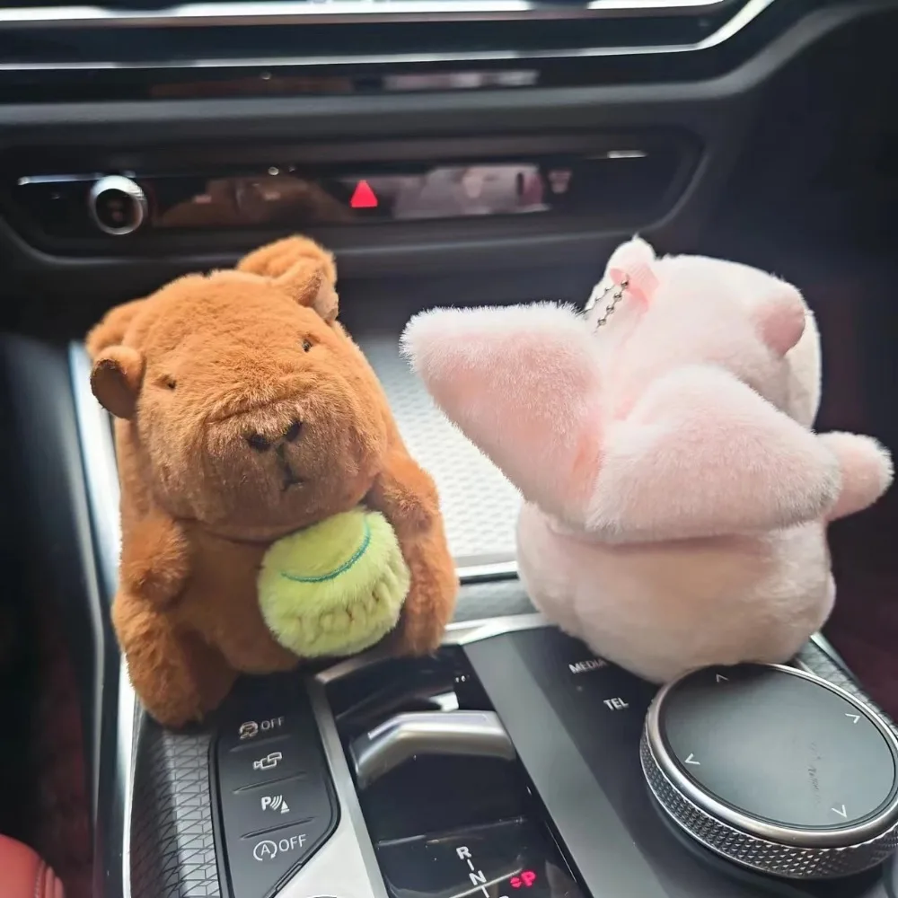 Dengan sayap Capybara liontin mewah tali tarik sayap getar Capybara gantungan kunci mewah boneka kartun lucu Capybara Plushie