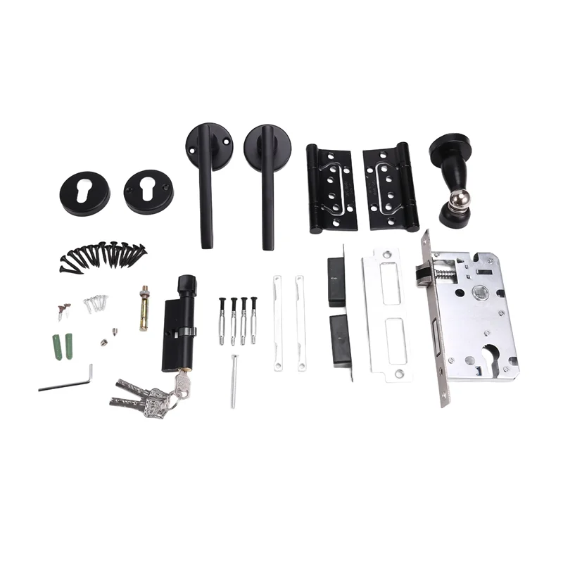 

A36T-Safe And Economical Bathroom Door Handle Lock, Easy To Install Key, For Quiet Use In Family Bedrooms Black