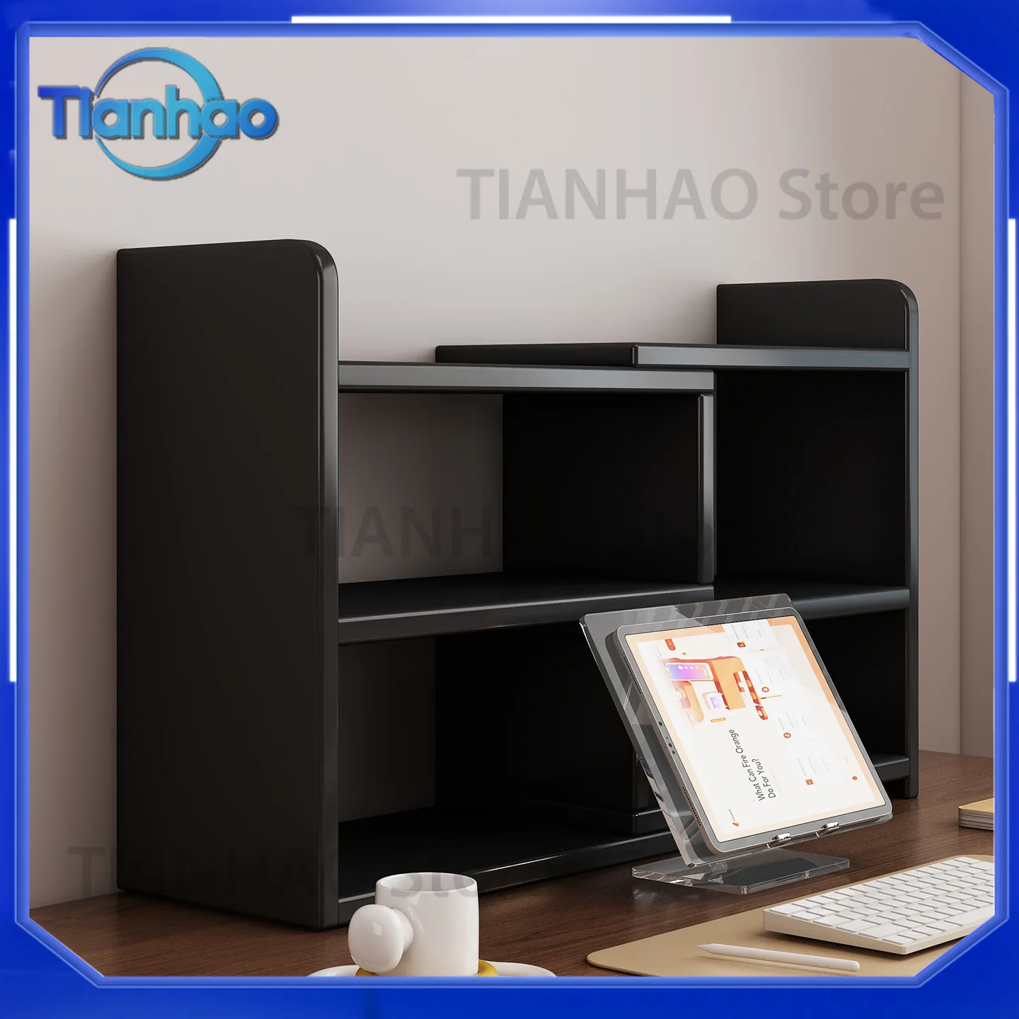 Wooden Desktop Bookshelf Storage Rack for Home Office Window Seat Study Desk Multi-Tier Bookcase Corner Shelf
