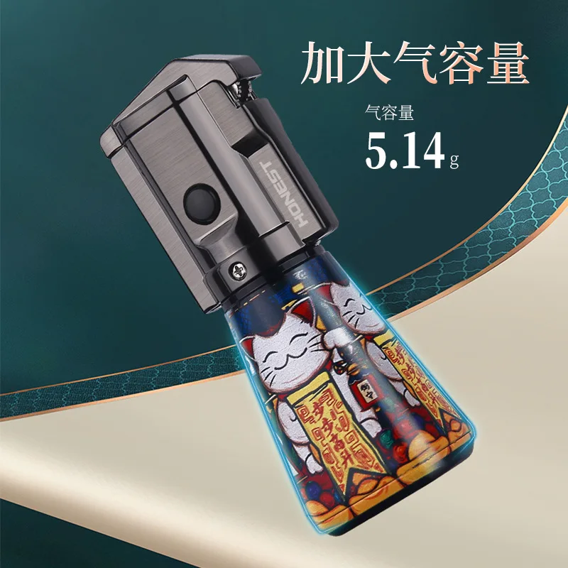 2026 Trendy and Cool Windproof Inflatable Lighter, Blue Flame Grinding Wheel Direct Injection, Cigar Metal Lighter Wholesale