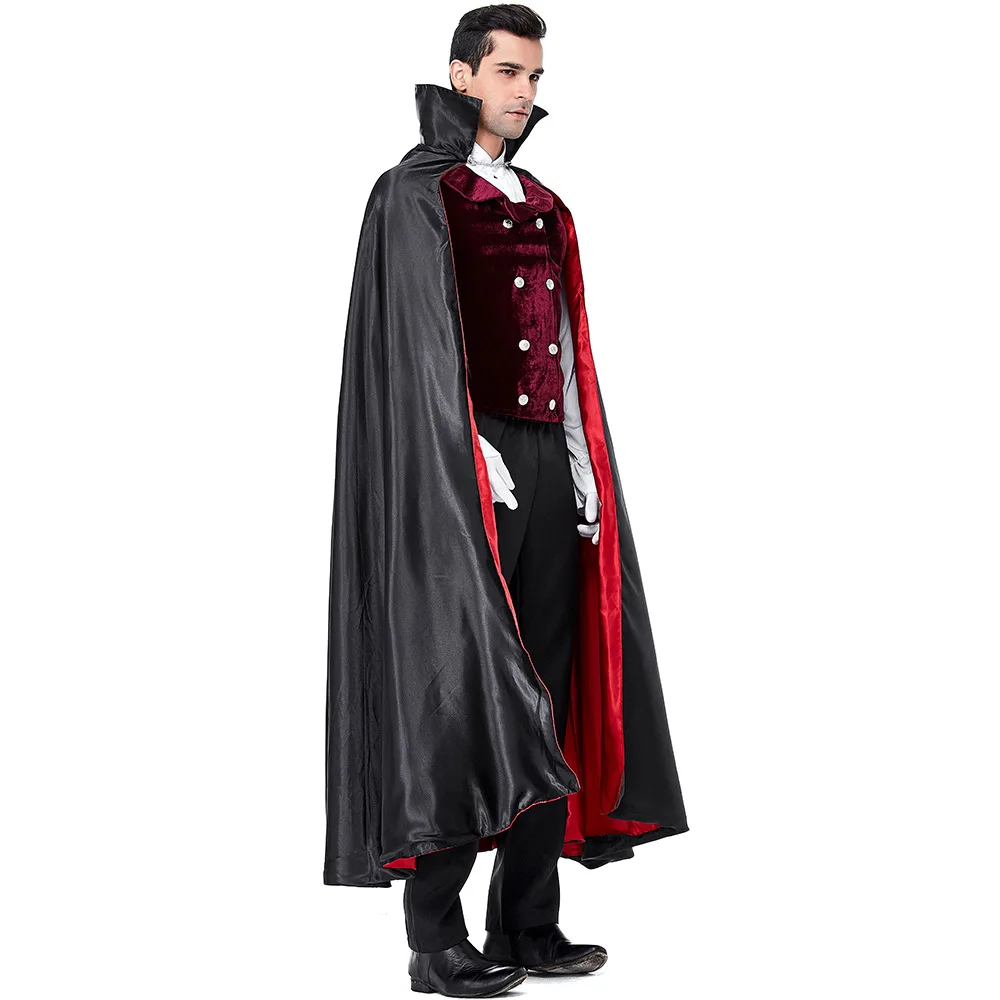 Dracula uniforme cosplay para homens, fantasia assustadora de vampiro, festa de carnaval de halloween, traje adulto Earle, 5 peças