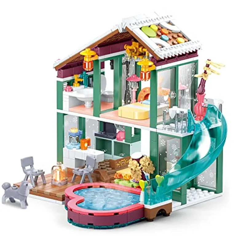 Friends City Vacation House Building Blocks Set Toy Villa Building Bricks Kit Toys for Kids Construction Gift for Kids Age 6+