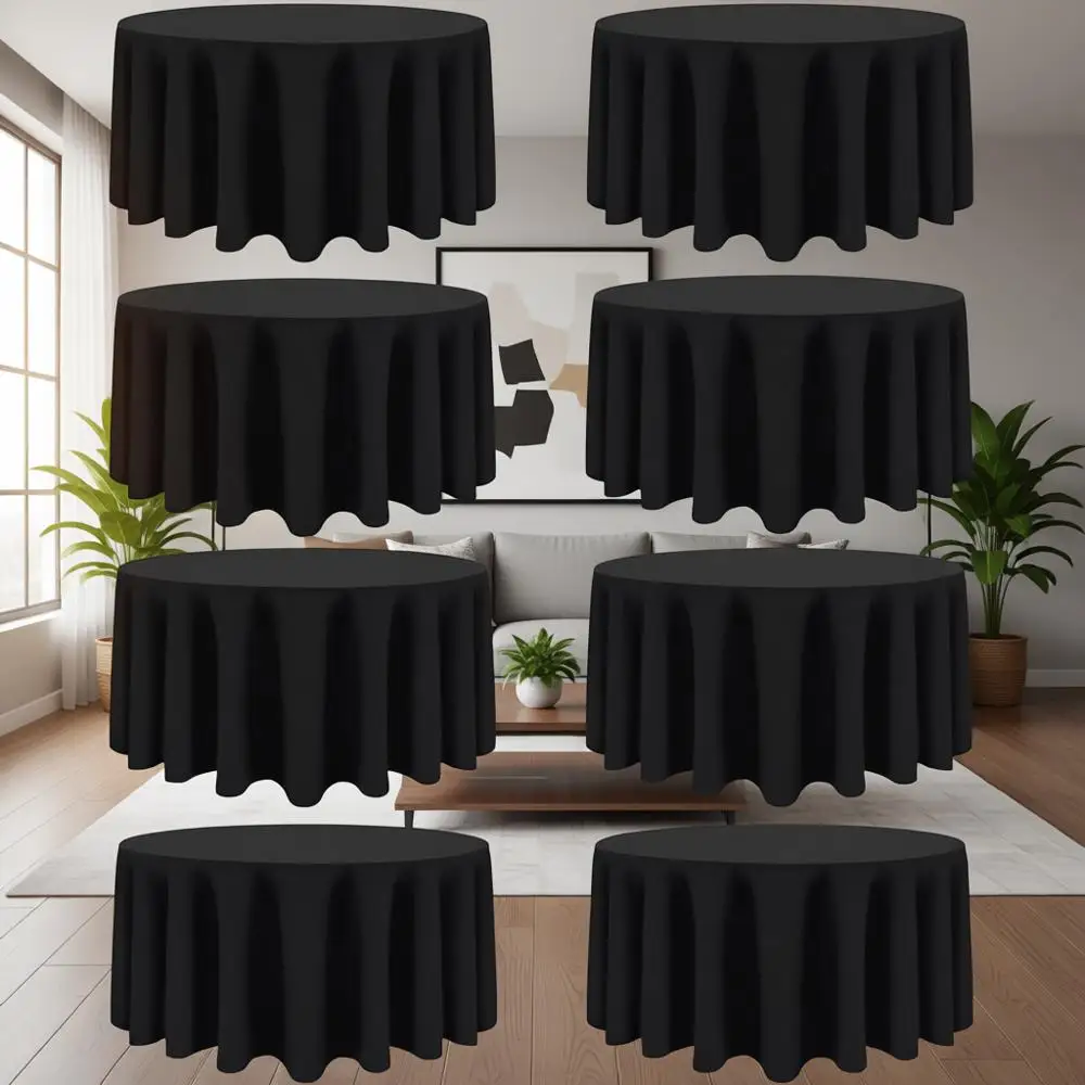 

Круглые черные скатерти 90 дюймов, 8 штук в упаковке, из моющегося полиэстера, устойчивые к сминанию, для свадеб и банкетов