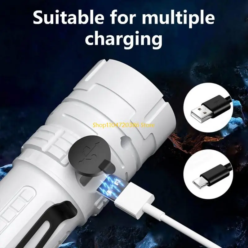 K0EA Rechargeable LED Flashlight with 3 Light Model for All Scenario, Unisex