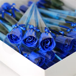 1Pc Soap Rose Bouquet Red Blue Pink Rose Valentines Day Gift Wedding Party Decor Fake Flower Home Decoration Artificial Flowers