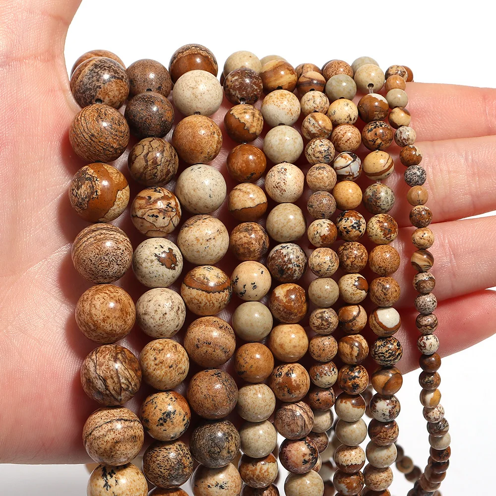 Natural Stone Picture Jasper Round Beads 15