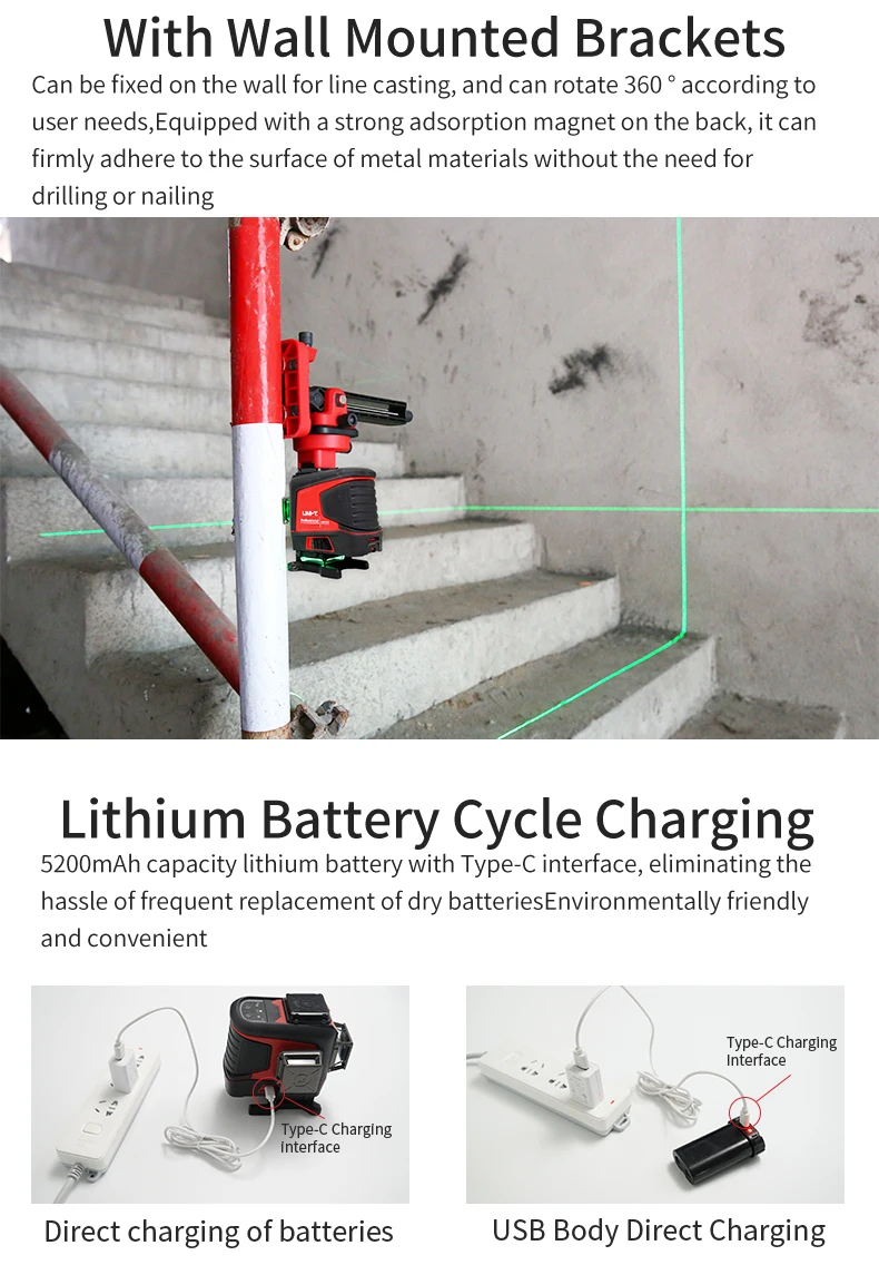 UNI-T LM575LD-e green Laser Level 3D 12-Line Wall sticking instrument Self-Leveling Remote Control Indoor Outdoor Auxiliary Tool