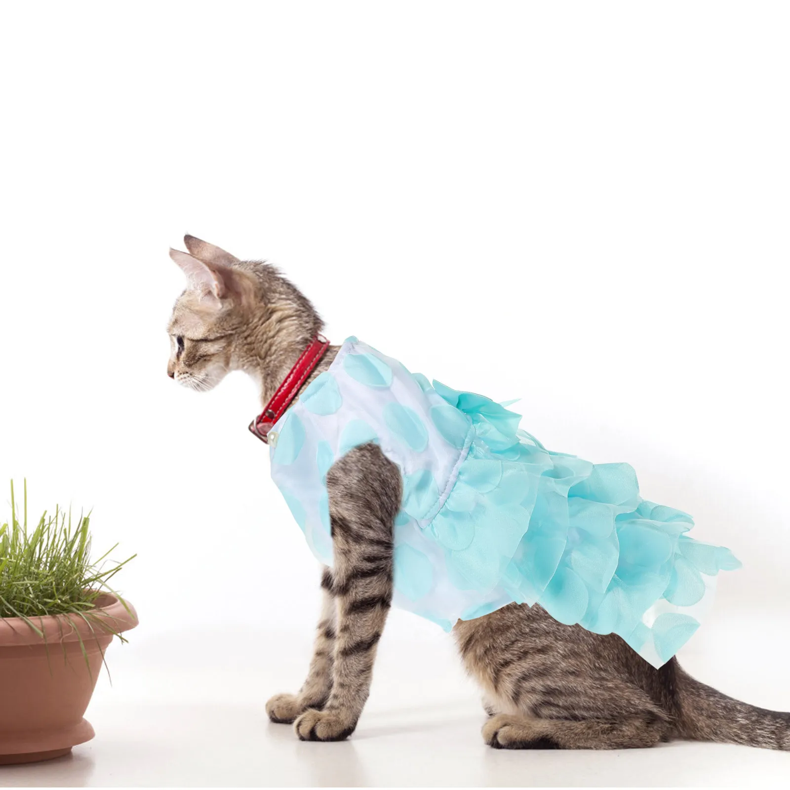 

Charming Multilayer Puppy Dog Dress Bowknot Tutu Skirt Cozy Outdoor Princess Style Pet Clothes For Dog Cat Sky-Blue Xl