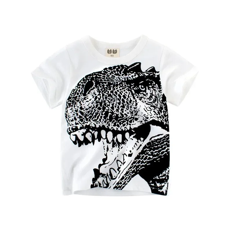

2024 Summer Children's T-shirt Cartoon Dinosaur Pattern Printed Boys' T-shirt Girls' Top T-shirt Casual Children's Wear