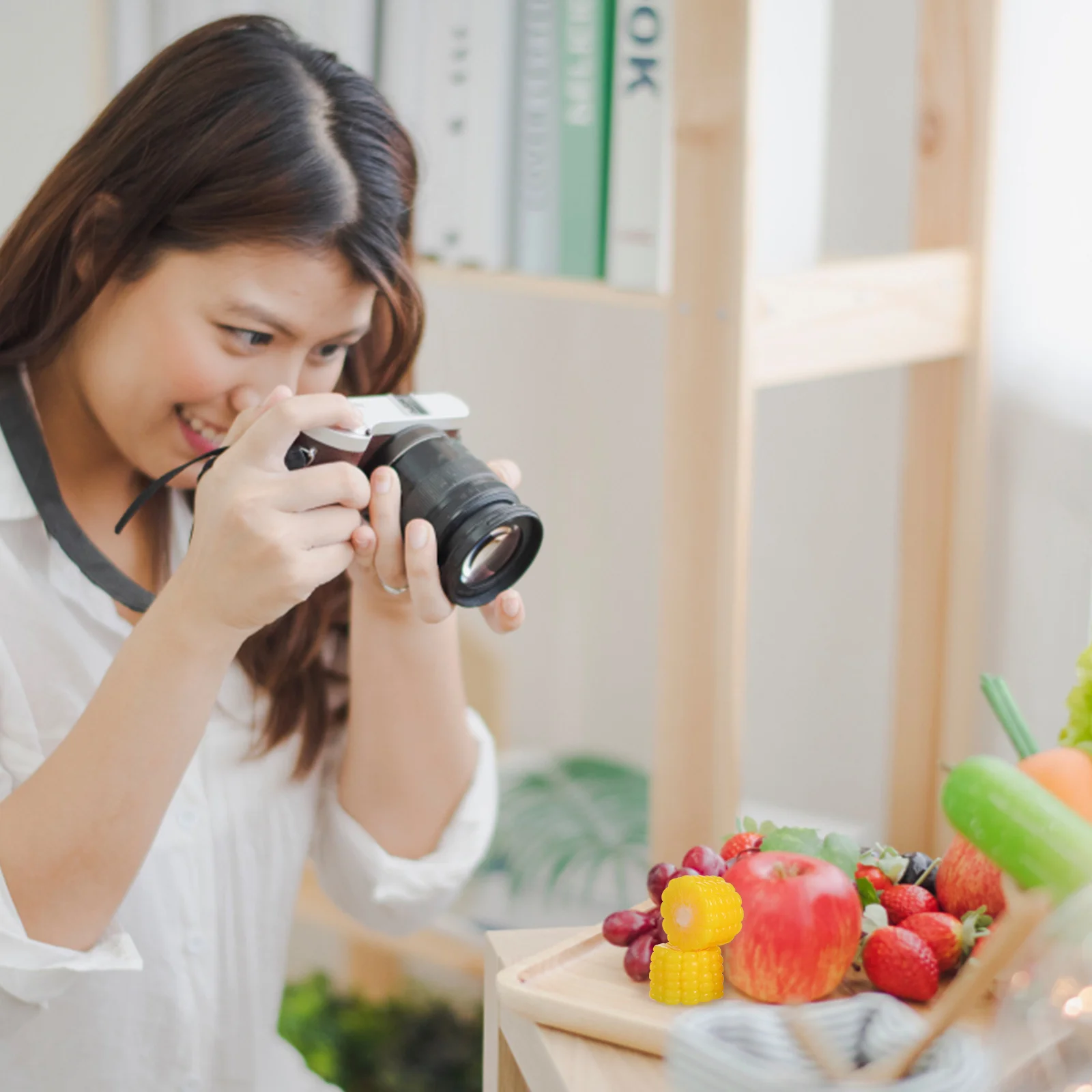 

6Pcs Artificial Corn Cut Lifelike PVC Food Props for Photography Display Education Pretend Food Prop Decoration