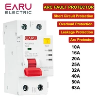 Dispositivo Protector de fallos de arco AFDD-63 AFCI 2P, disyuntor RCBO, sobrecarga interrumpida, fuga a tierra, protección contra cortocircuitos