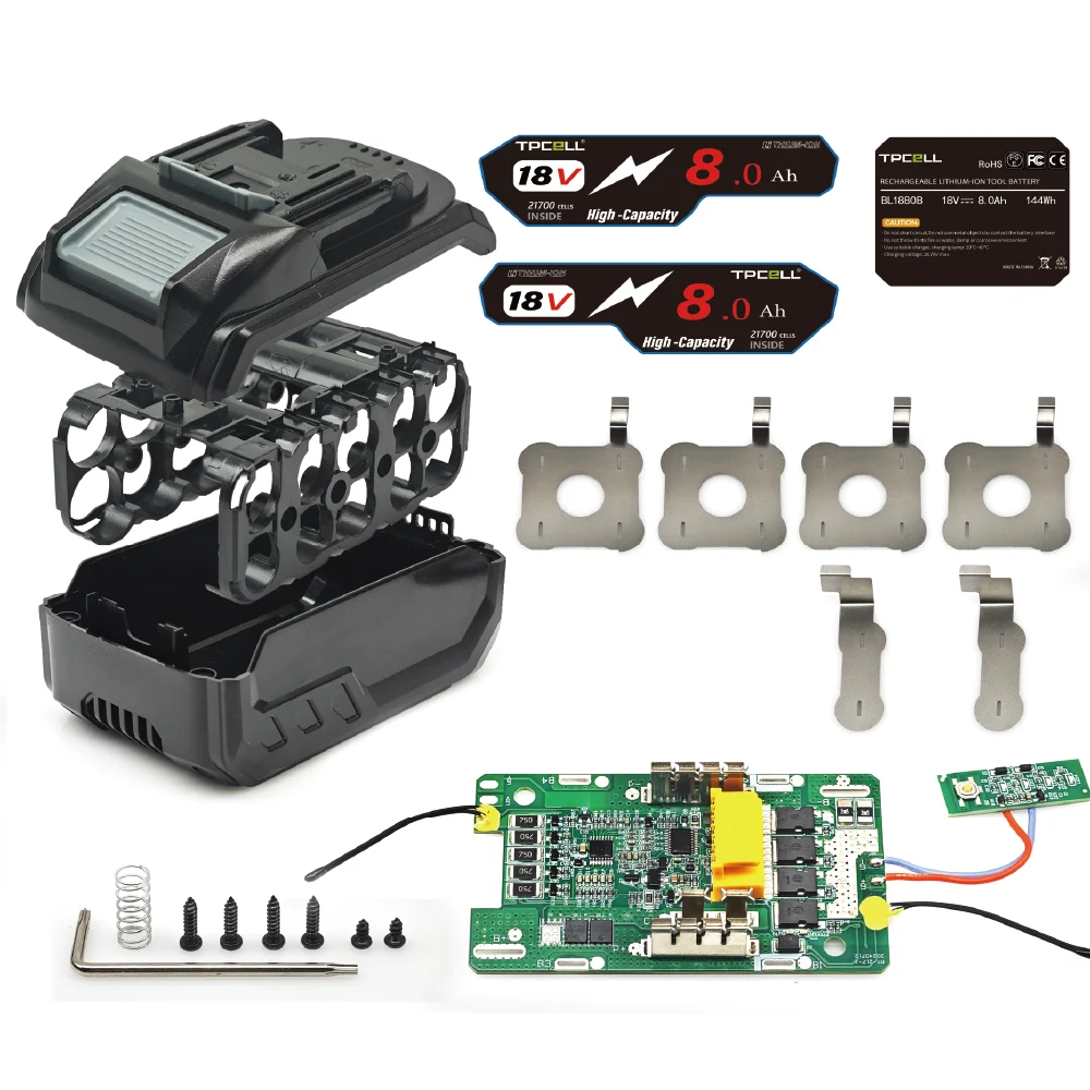 BL1880 Battery Case 10*21700 with Balancing function For Makita 18V DIY BL1860 BL1850 Shell Box With BMS PCB