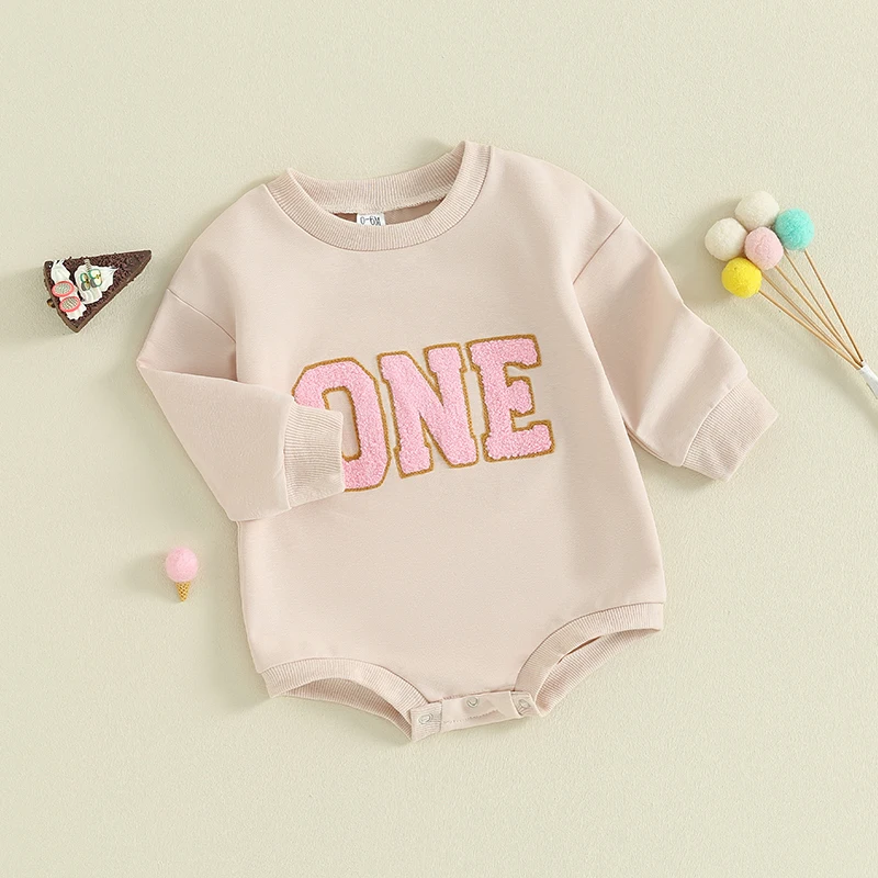 

Baby Girl 1st Birthday Outfit Clothes 1 Year One Jumper Romper Long Sleeve Sweatshirt Infant Girls Pullover Top