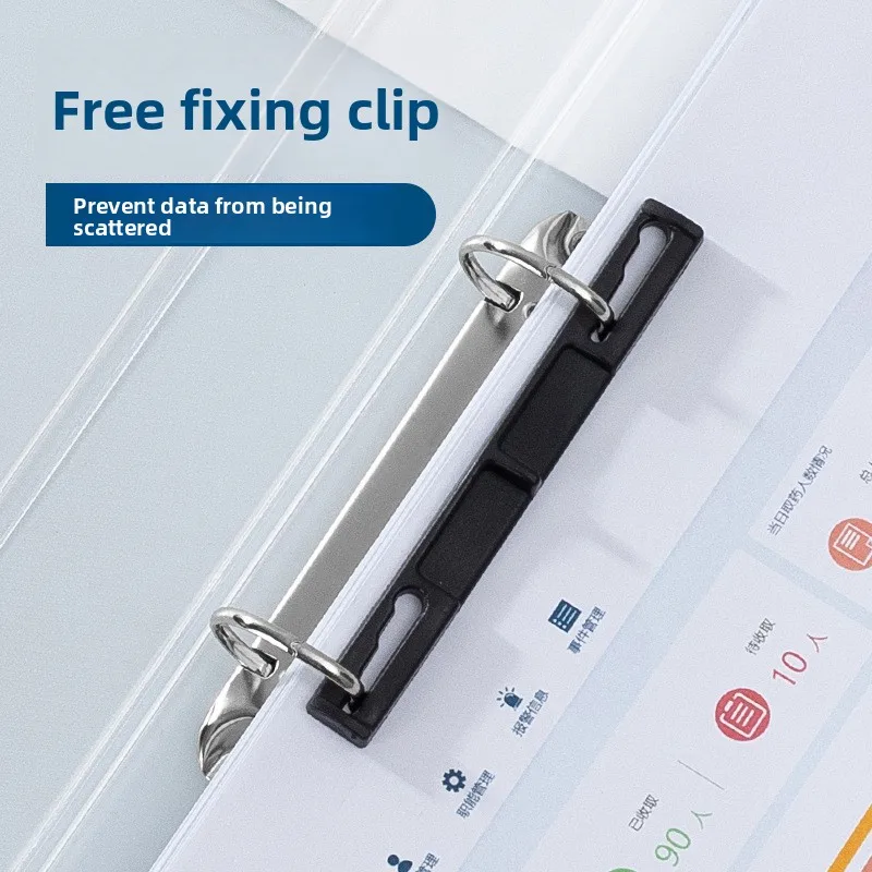 A4 2 Hole Binder Loose Leaf Transparent Colorful Plastic Office Document Storage Folder Organizer Clip
