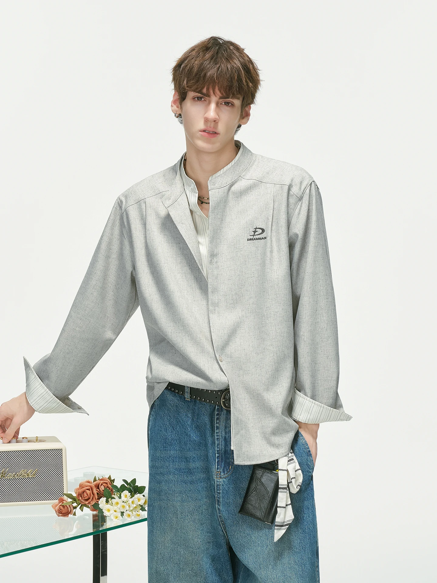 Dream Made Long Sleeve Stand Collar Shirt Men Women Commute Outerwear Breathable Comfortable Nylon Fiber Spring Autumn Popular