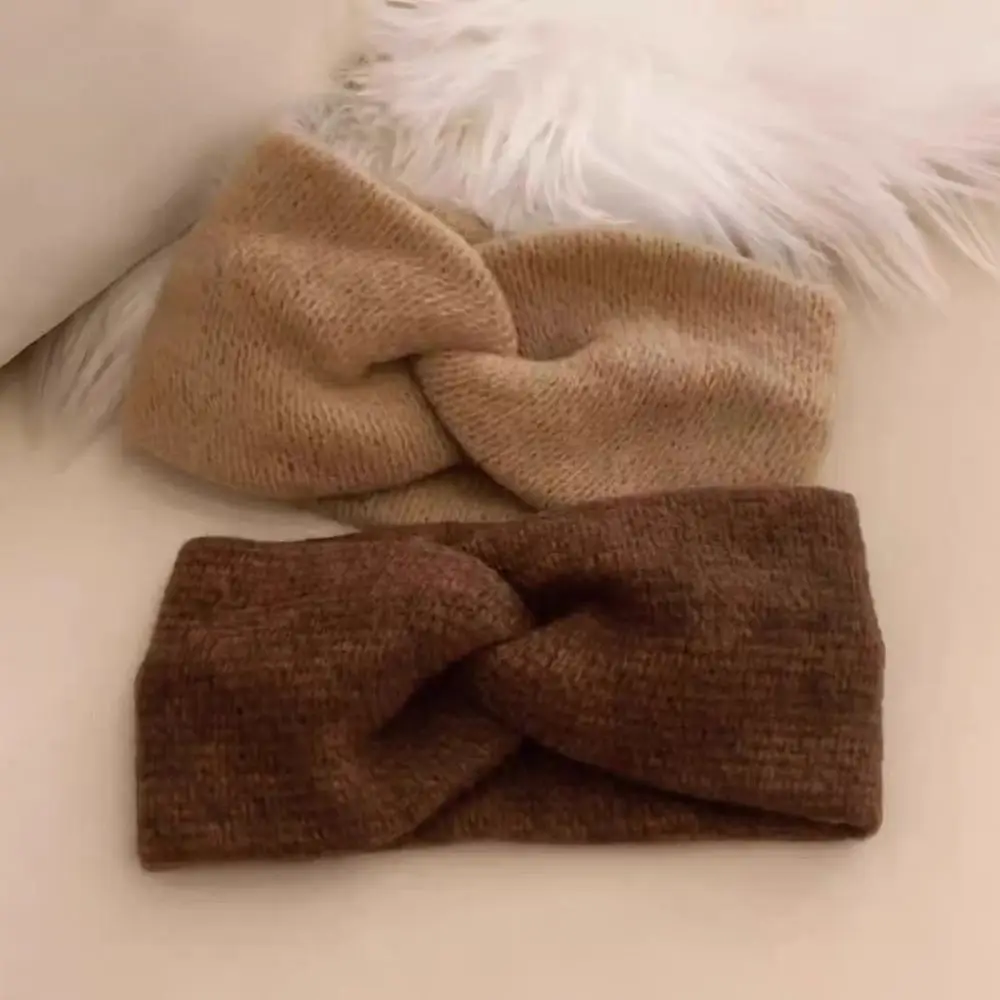 Nowe kobiety dziewczęta jednokolorowe opaski do włosów dzianinowe wełniane opaski na głowę Vintage krzyżowy turban bandaż ocieplacz na uszy opaski do włosów akcesoria do włosów