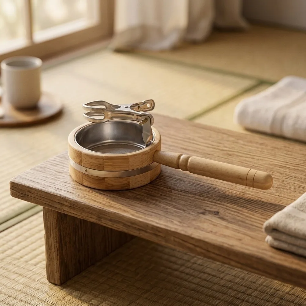 Heat-Resistant Portable Moxibustion Holder with Ergonomic Wooden Handle for Controlled and Secure Moxa Treatment