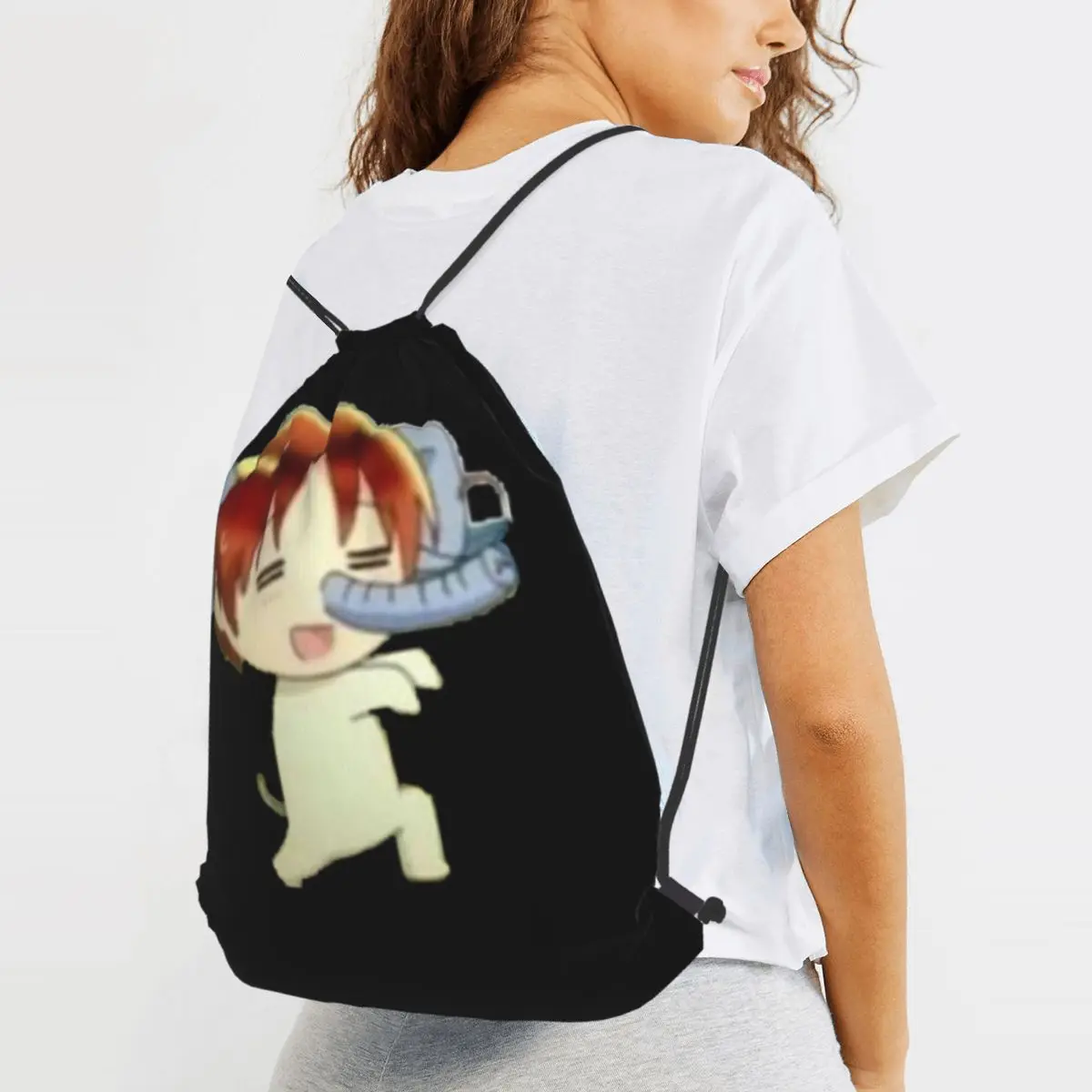 Italy Hetalia Elephant Sticker Backpacks Casual Drawstring Bundle Pocket Sports Bag Book Bags for Travel School