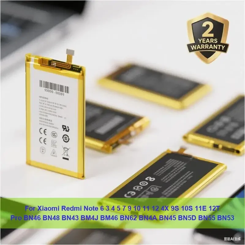 Battery For Xiaomi Redmi Note 6 3 4 5 7 9 10 11 12 4X 9S 10S 11E 12T Pro BN46 BN48 BN43 BM4J BM46 BN62 BN4A BN45 BN5D BN55 BN53