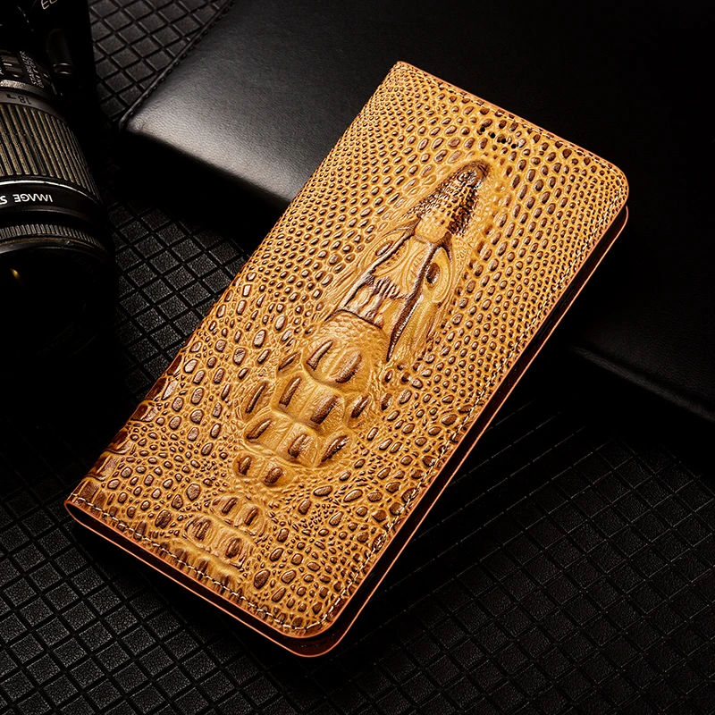 Original Crocodile Genuine Leather Magnetic Flip Phone Case For Nokia 5.1 5.3 5.4 6.1 6.2 7.1 7.2 8.1 8.3 Plus Wallet Cover